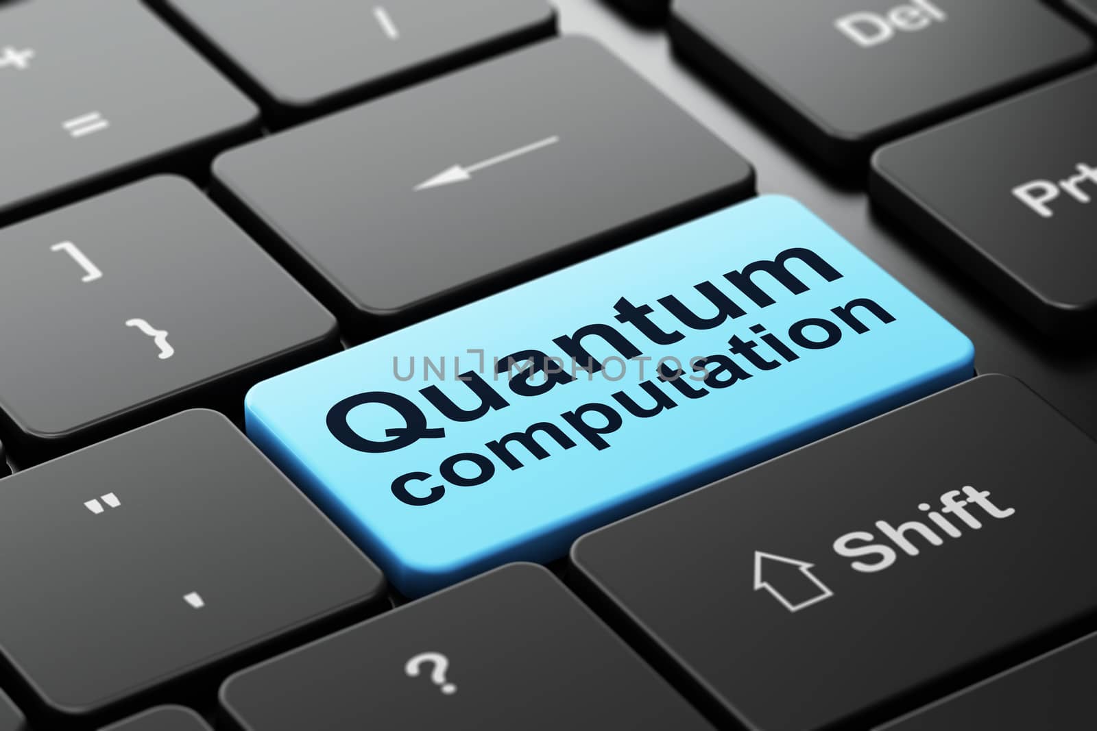 Science concept: Quantum Computation on computer keyboard background by maxkabakov