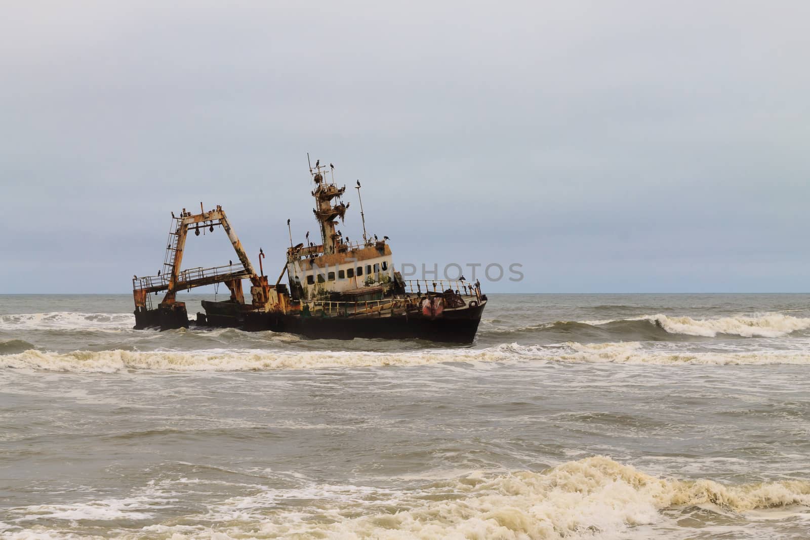 Shipwreck boat near Swakopmund, Skeleton Coast, Namibia