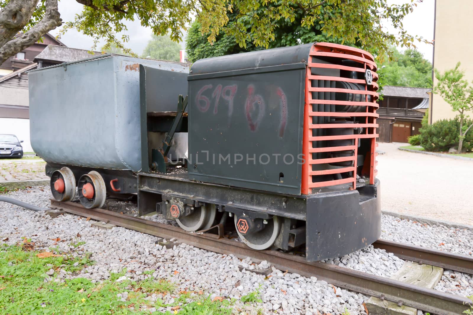 Old steam locomotive on track in Austrian tyrol