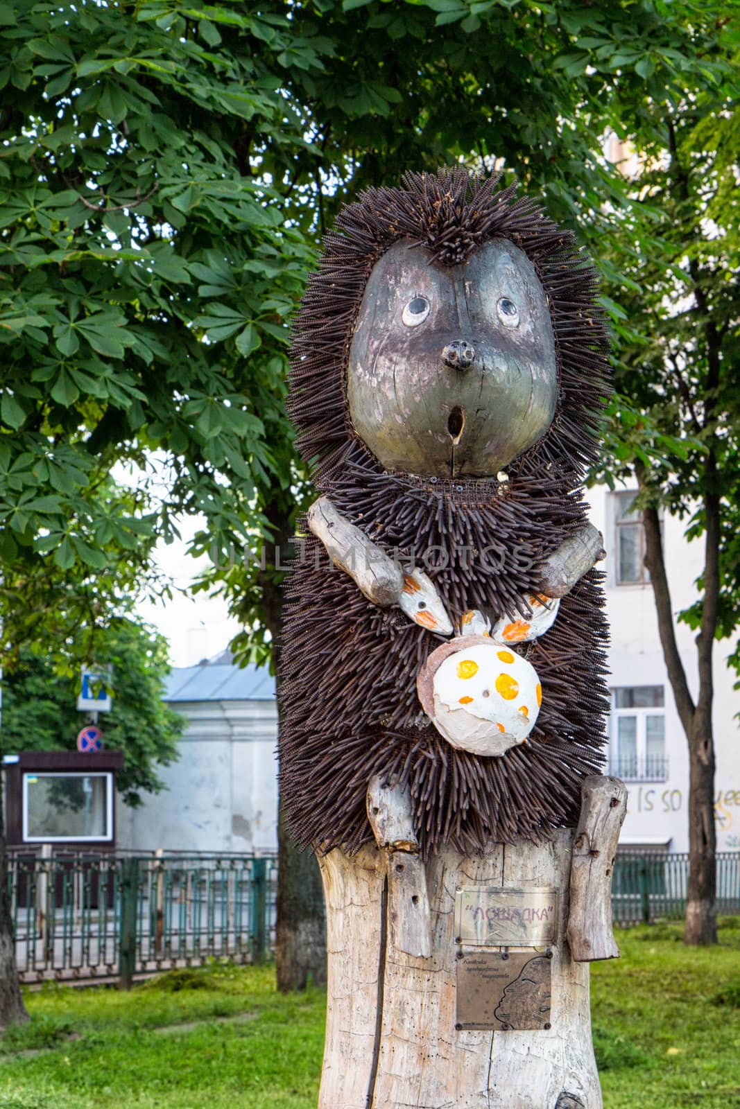 Statue of Hedgehog in the fog, a fictional character