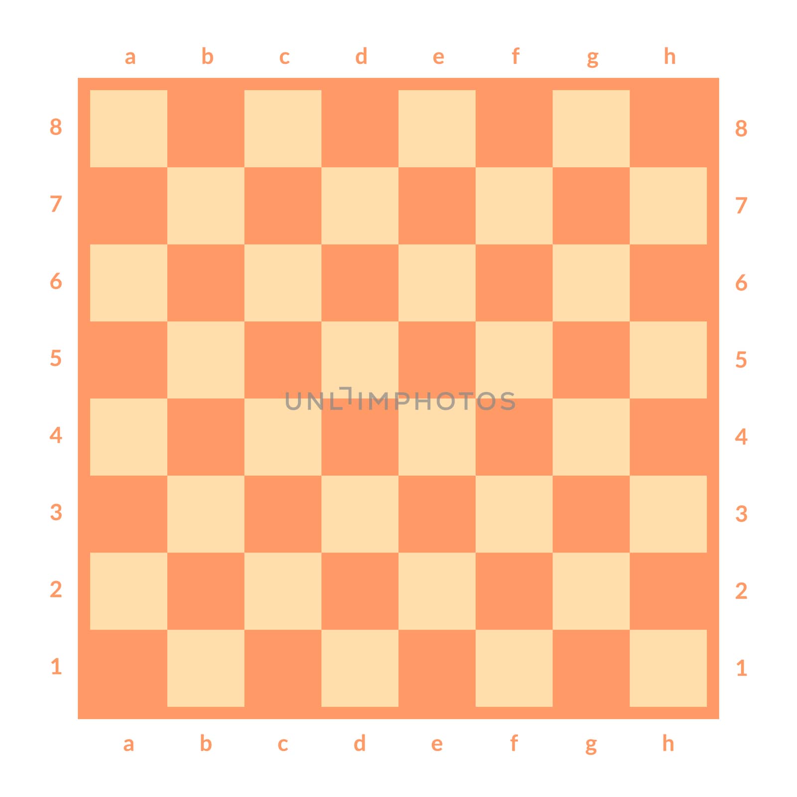 Empty chessboard isolated. Board for chess or checkers game. Strategy game concept illustration. Checkerboard background.