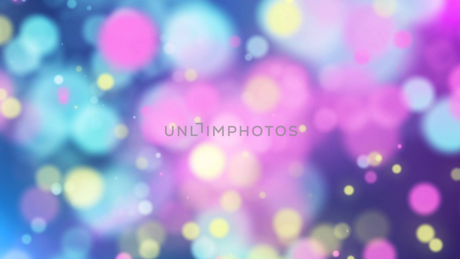 Joyful  3d rendering  of multicolored  particles on a light blue and light violet background with splashing white and rosy dots. The drawing encourages  for a festive  and kiddish  mood