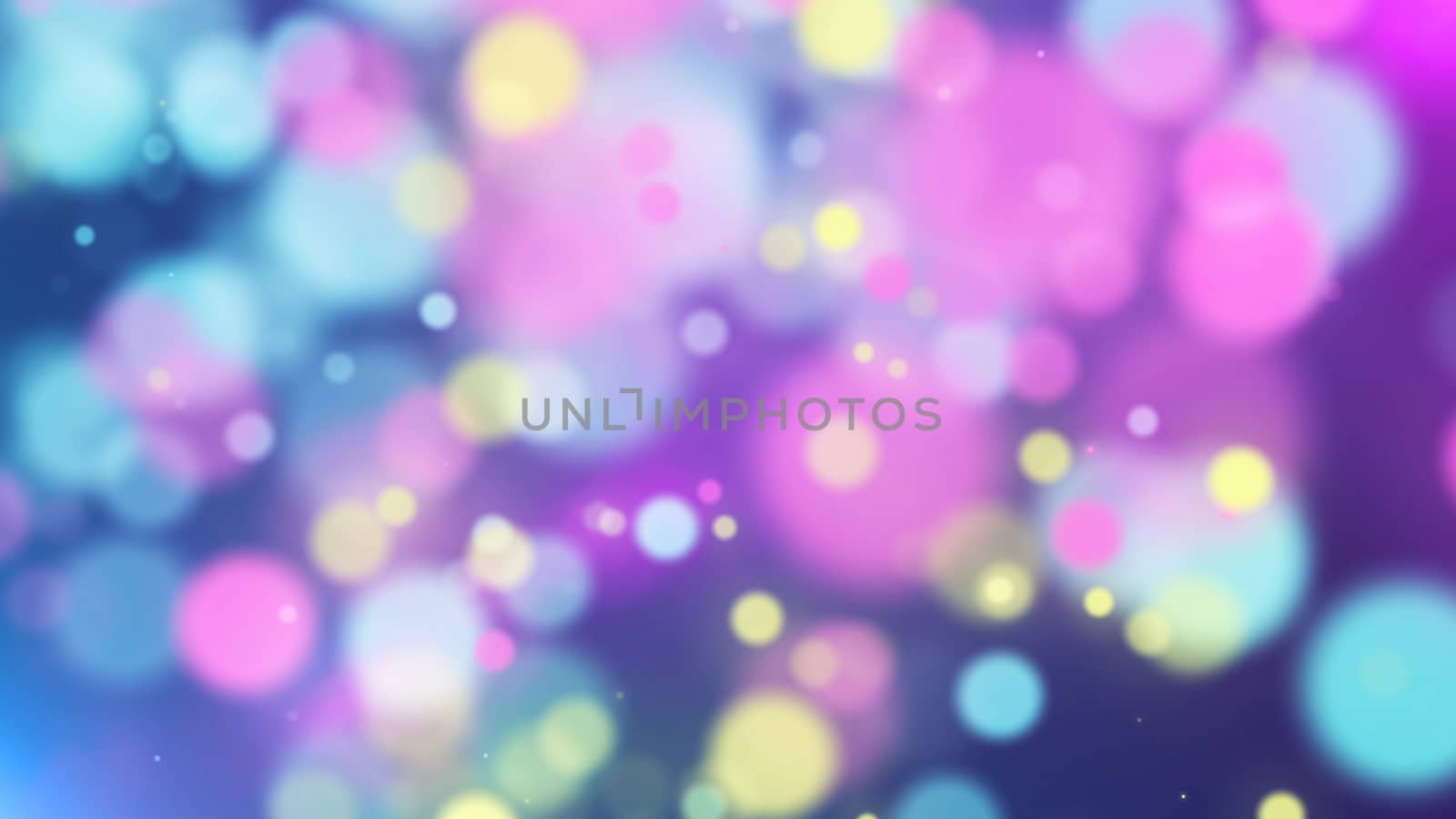 Funny  3d illustration of colorful particles on a light blue and light violet background with flashing white and rosy dots. The picture inspires  for a happy and childish  mood