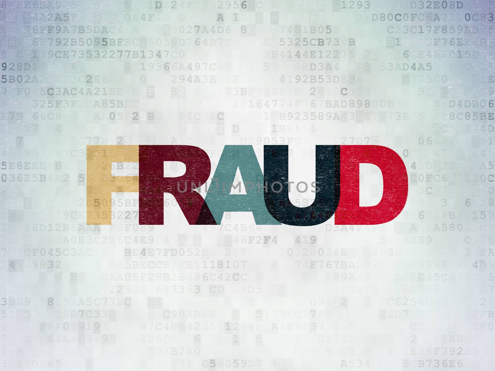 Security concept: Painted multicolor text Fraud on Digital Data Paper background