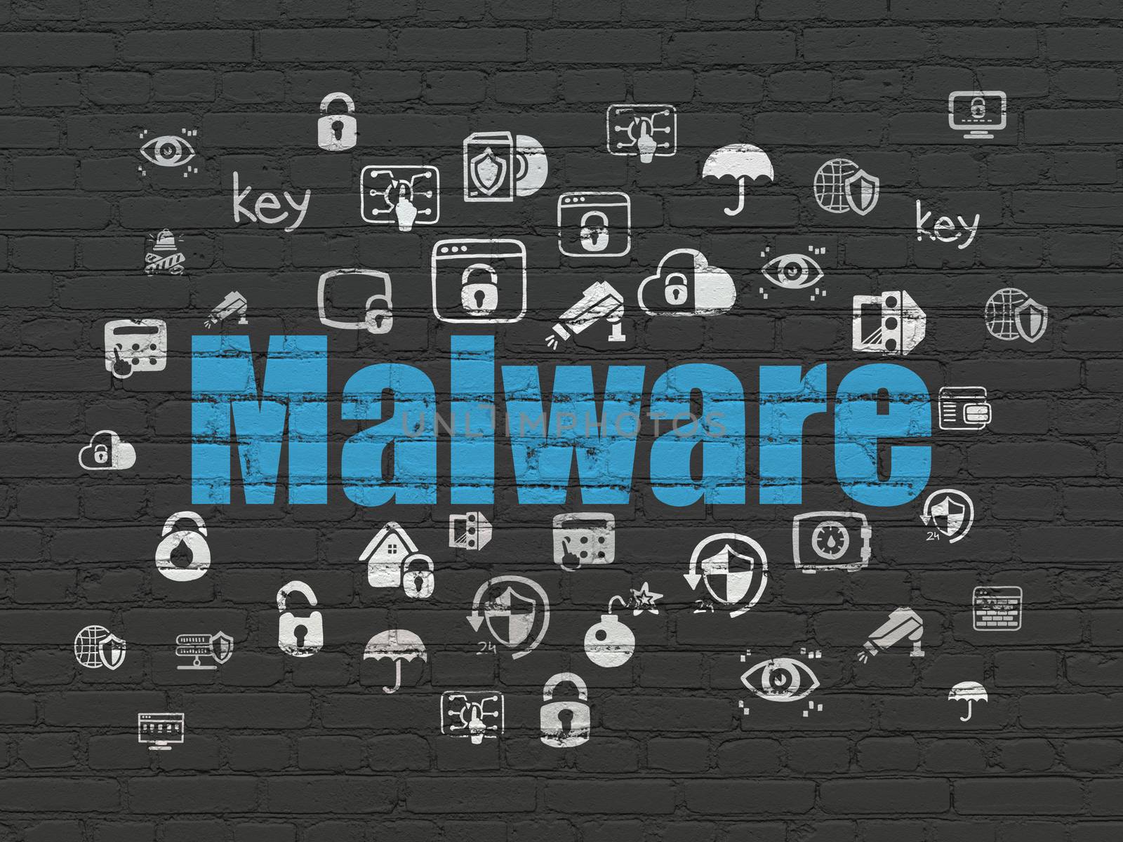 Security concept: Malware on wall background by maxkabakov
