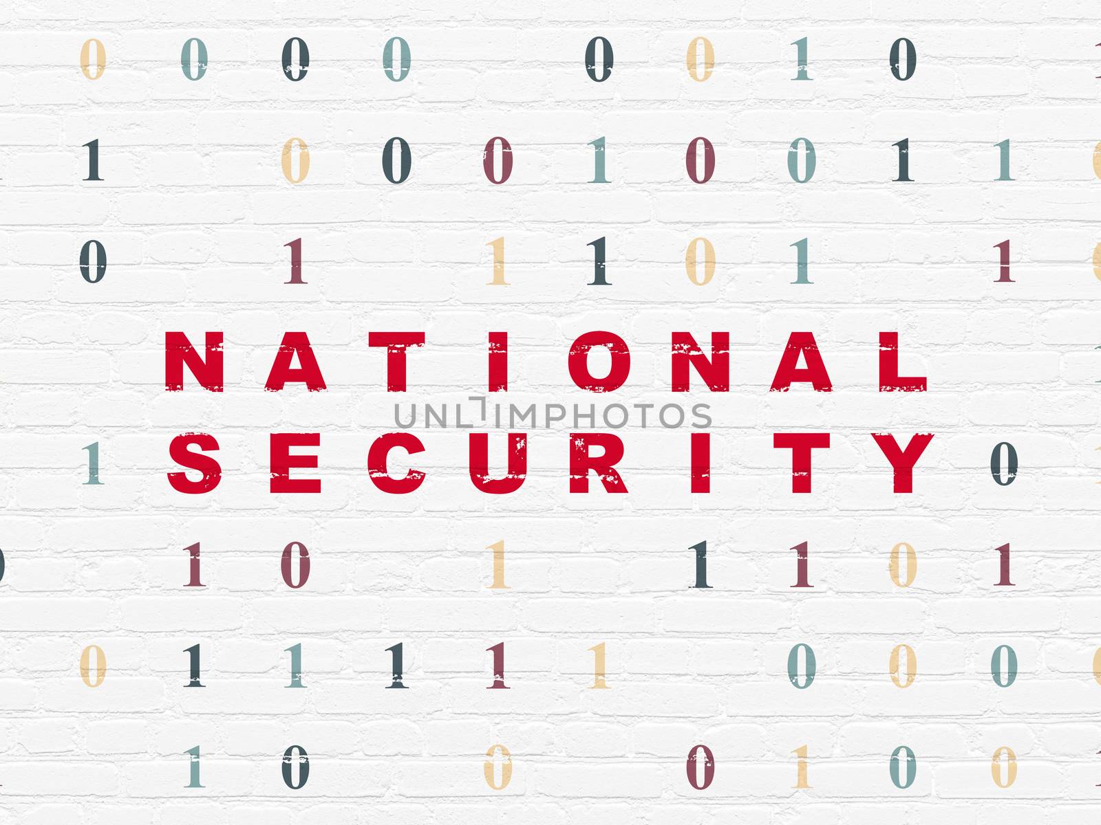 Security concept: National Security on wall background by maxkabakov