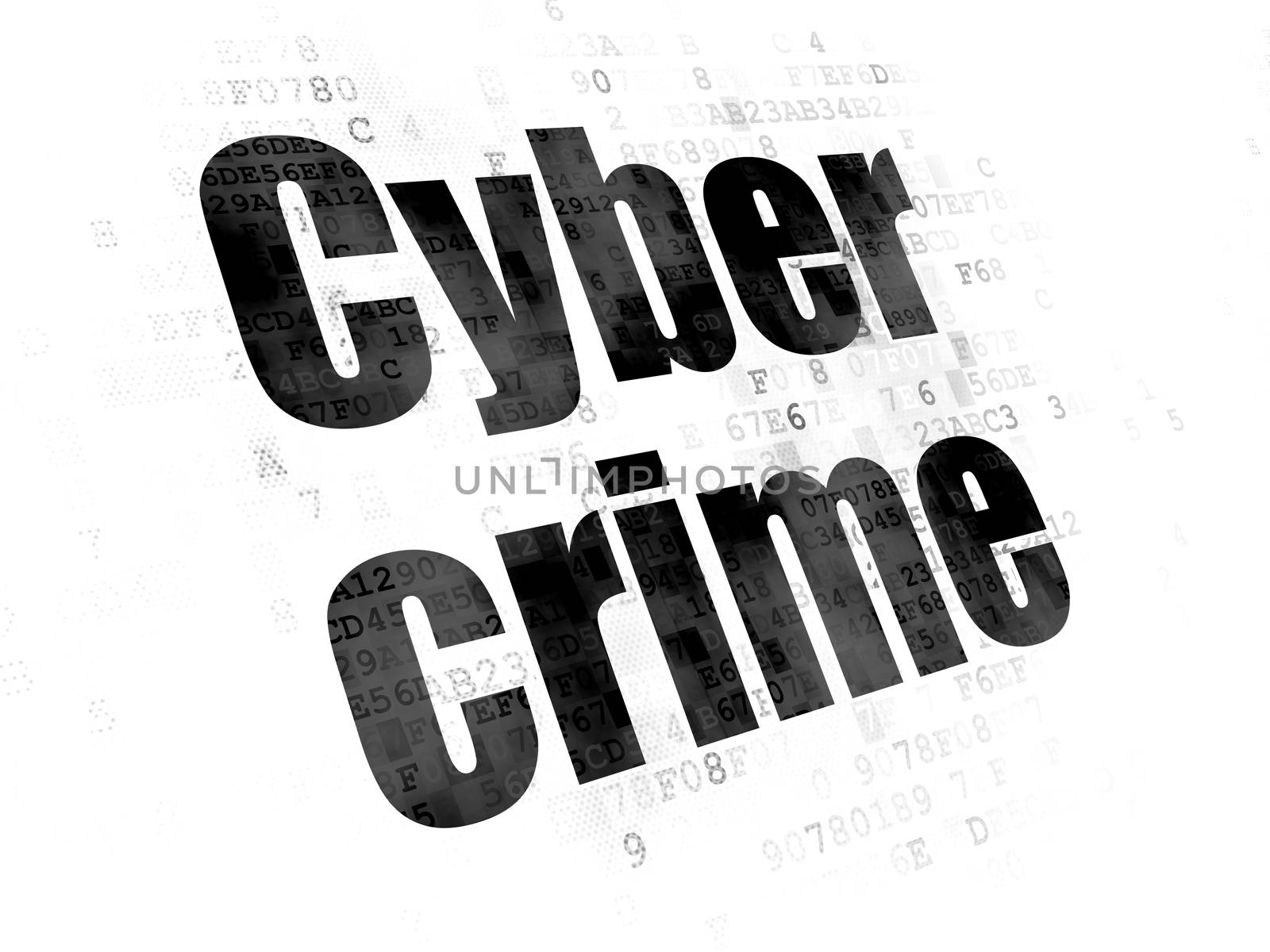 Security concept: Pixelated black text Cyber Crime on Digital background