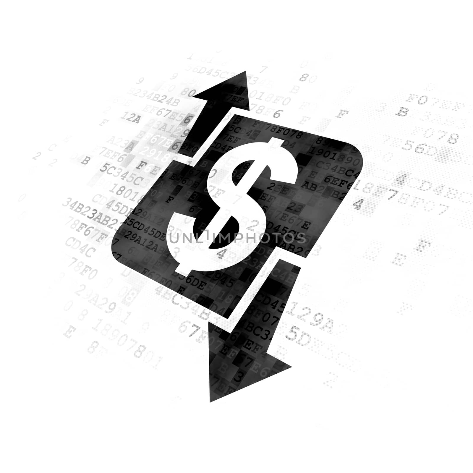 Finance concept: Pixelated black Finance icon on Digital background