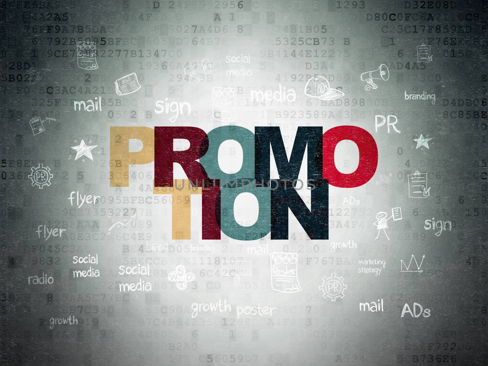 Advertising concept: Promotion on Digital Data Paper background by maxkabakov