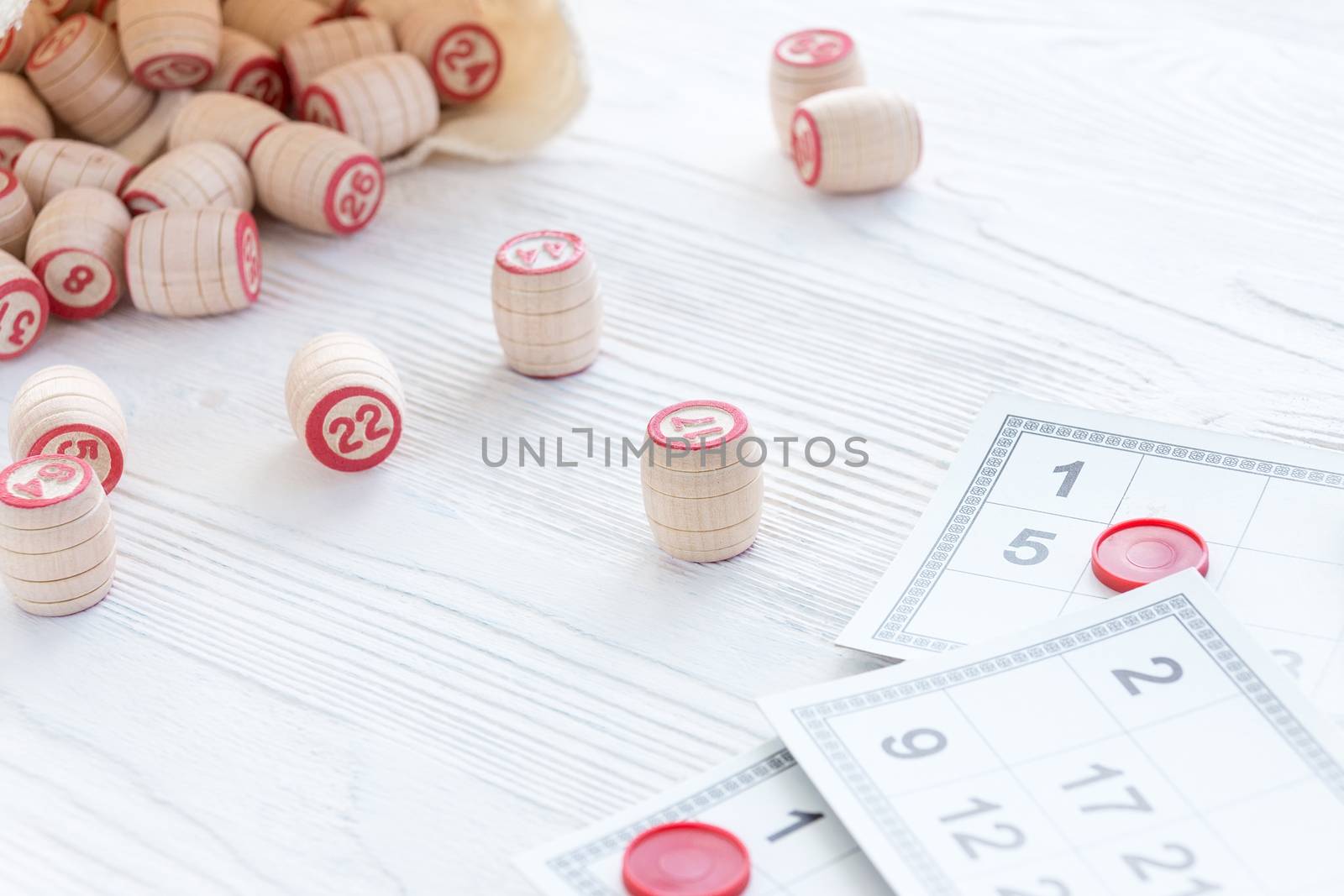 Board game lotto on white background, lottery