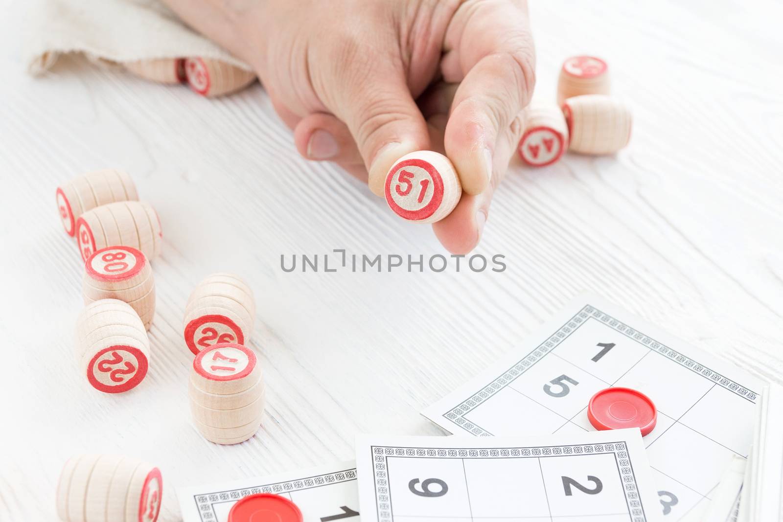 Board game lotto on white background, lottery