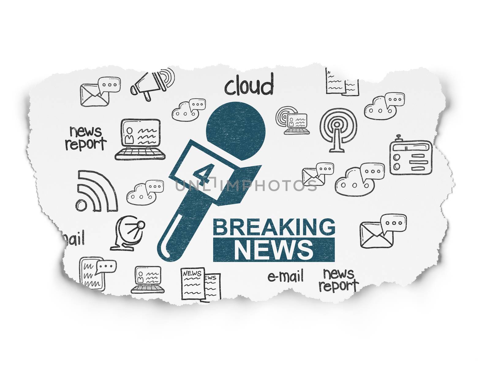 News concept: Breaking News And Microphone on Torn Paper background by maxkabakov