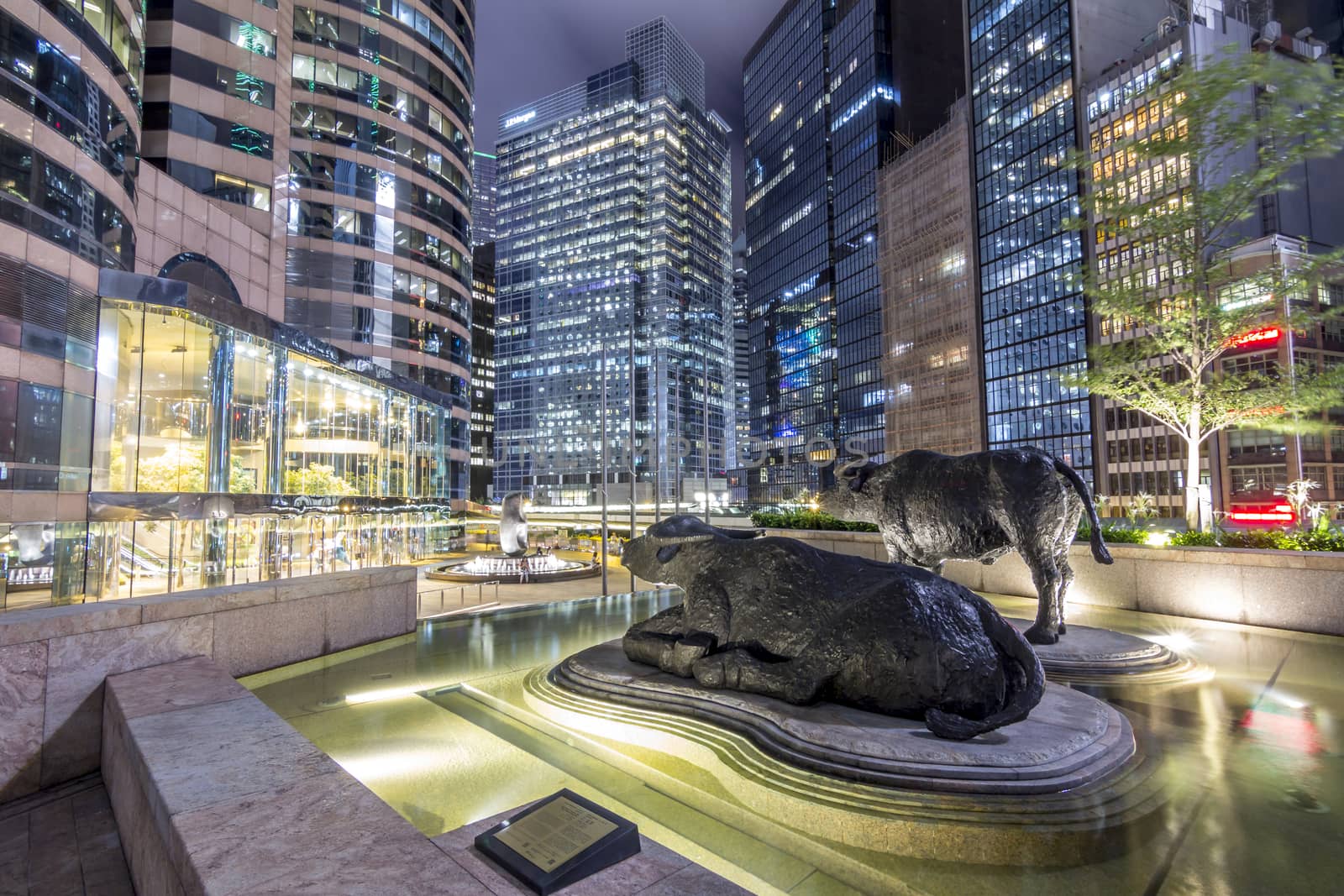 Central District of Hong Kong at Night. Central District is the financial heart of Hong Kong. It is the fourth largest stock market in the world