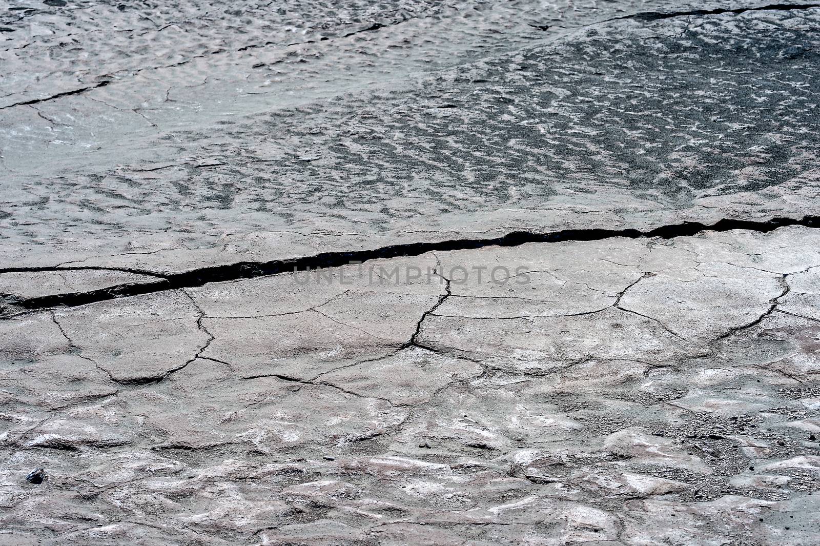 Cracks on the surface of dry land.