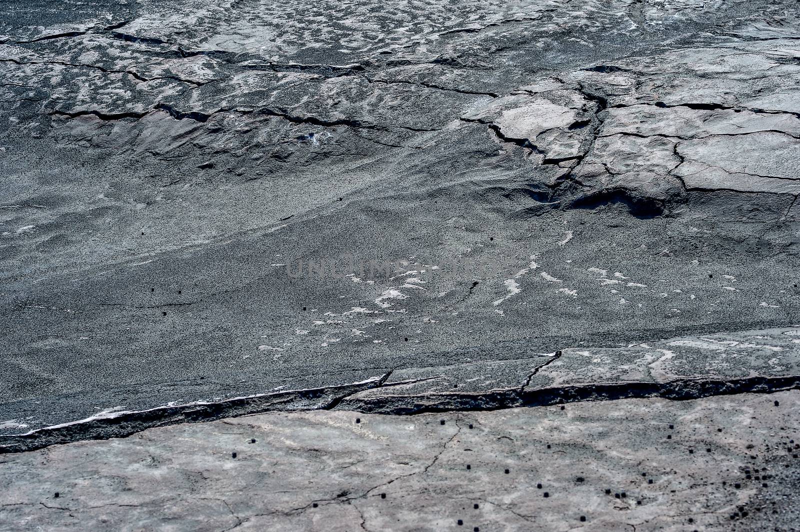 Cracks on the surface of dry land.