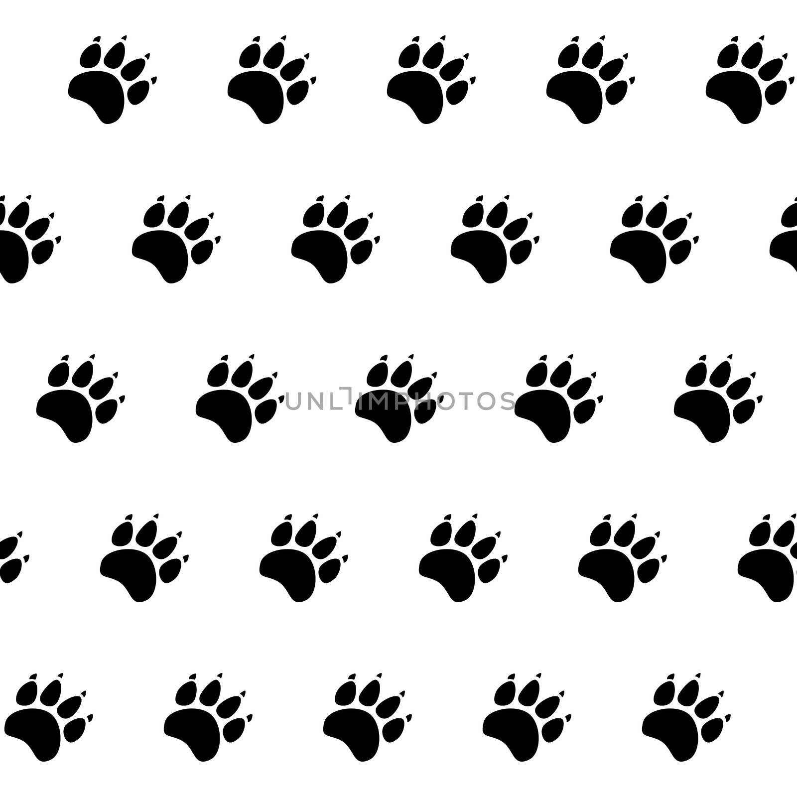 Cat or dog paw seamless pattern - animal footprint texture.