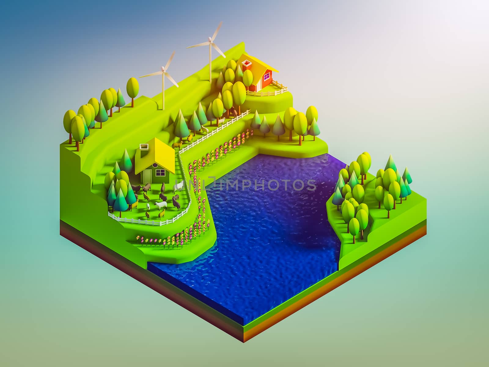 green earth concept in isometric view