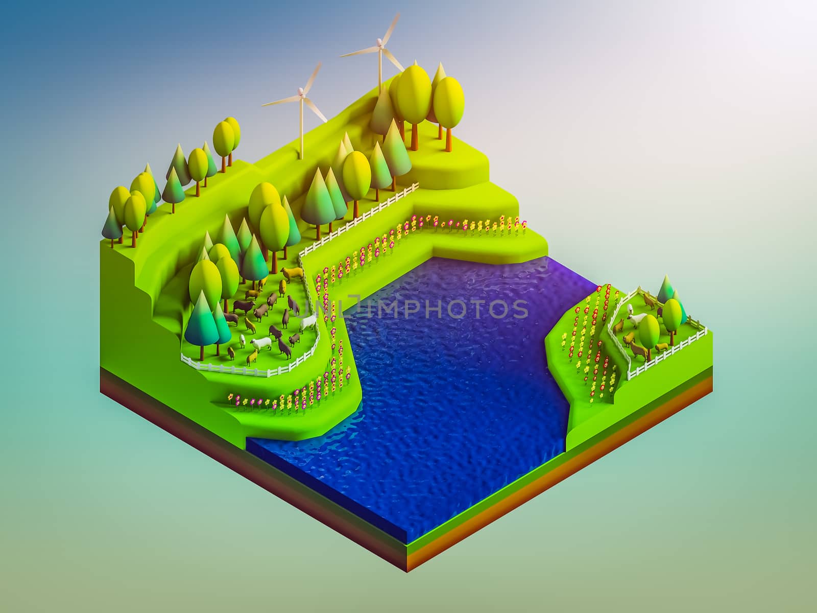 green earth concept in isometric view