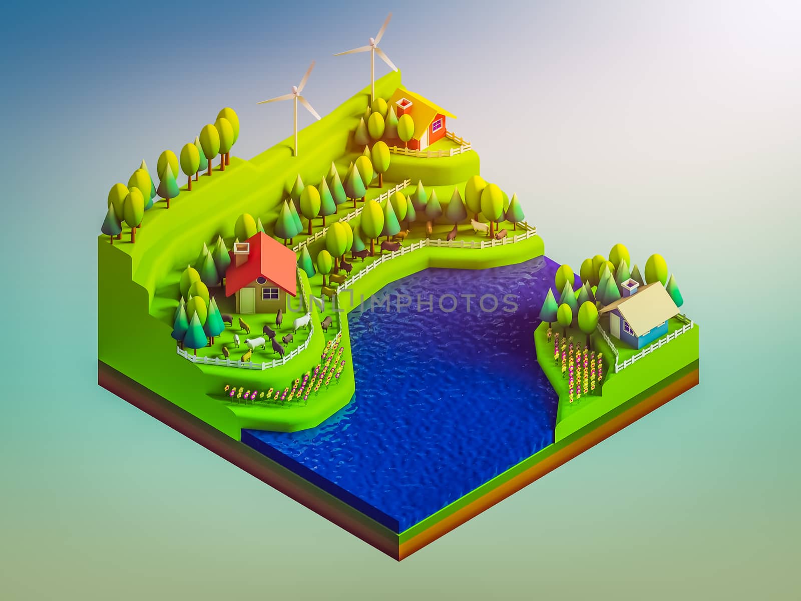 green earth concept in isometric view