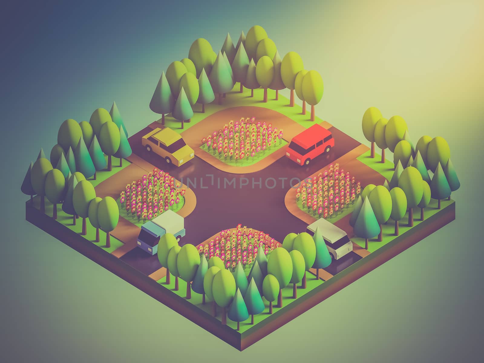 green earth concept in isometric view