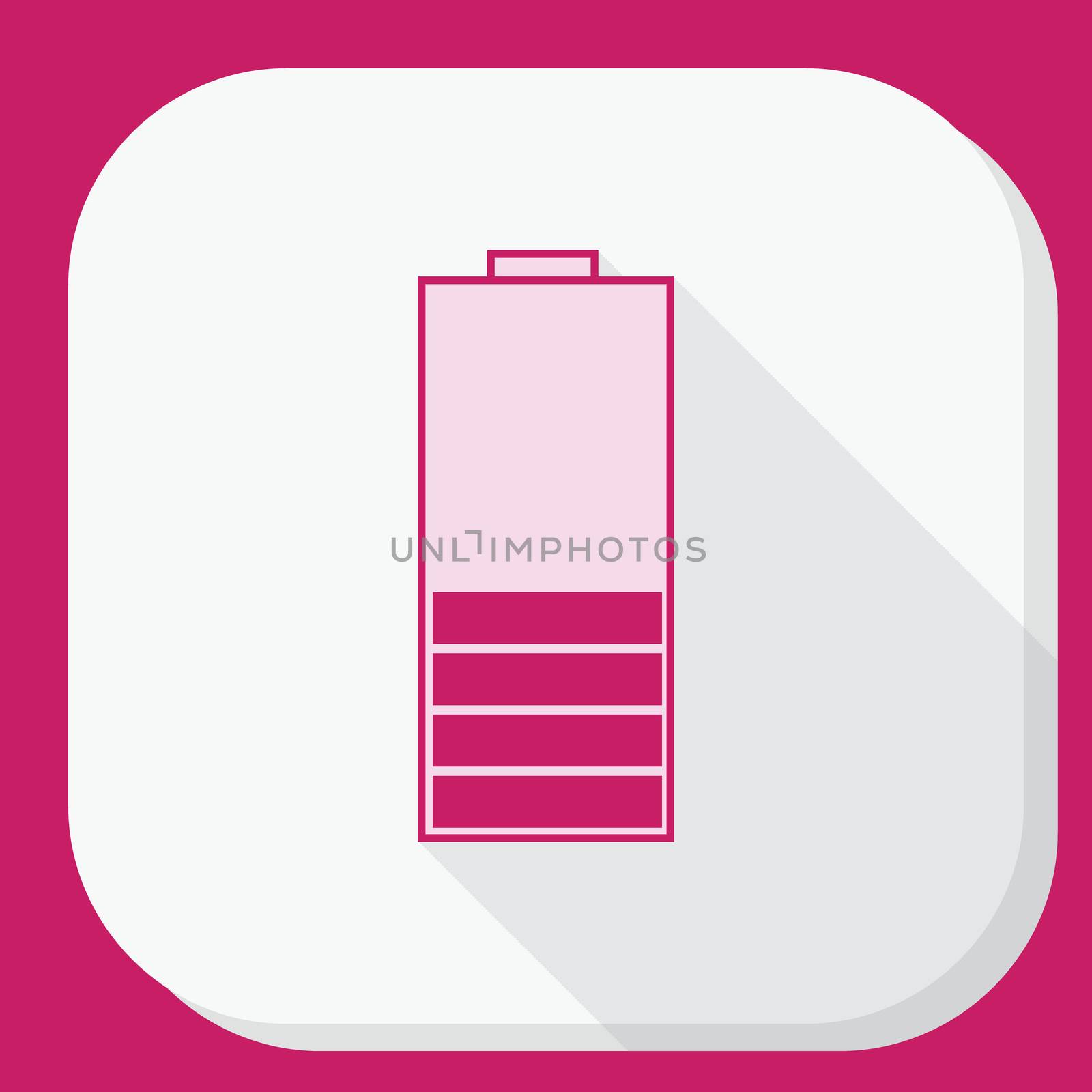 Low battery icon with shadow. Flat illustration