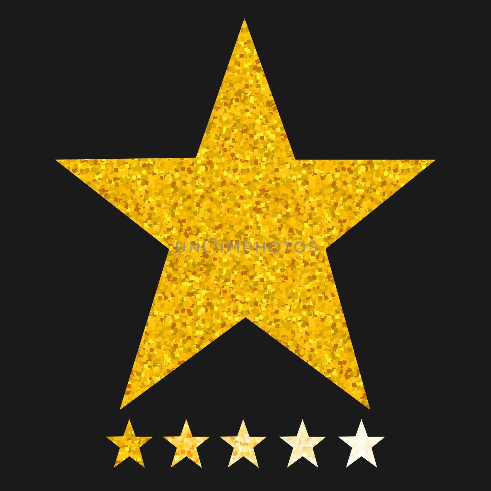 Isolated gold and yellow star icons in set, ranking mark. Modern simple favorite sign, decoration symbol for website design, web button, mobile app.