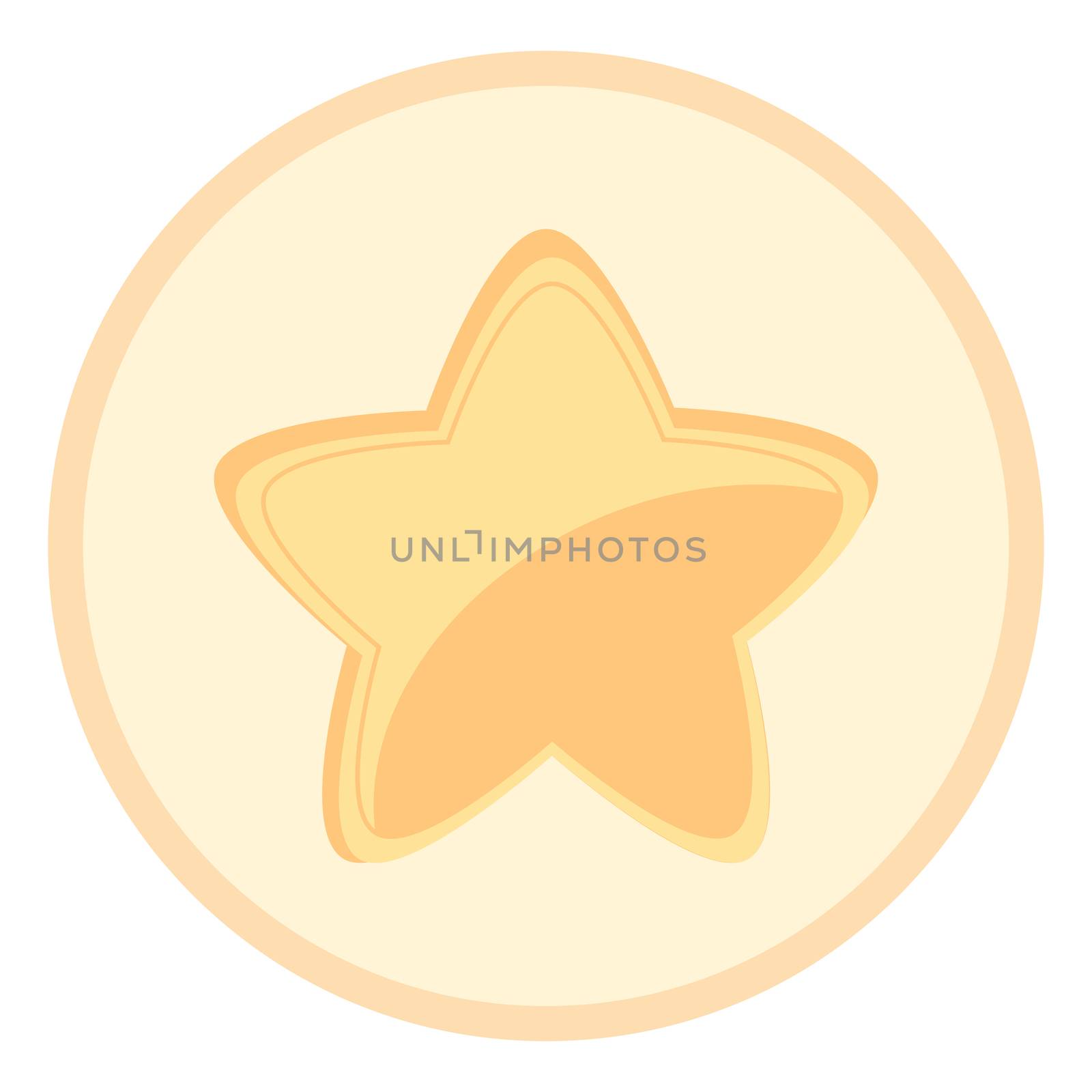 Isolated yellow star icon in round frame, ranking mark. Modern simple favorite sign, decoration symbol for website design, web button, mobile app.
