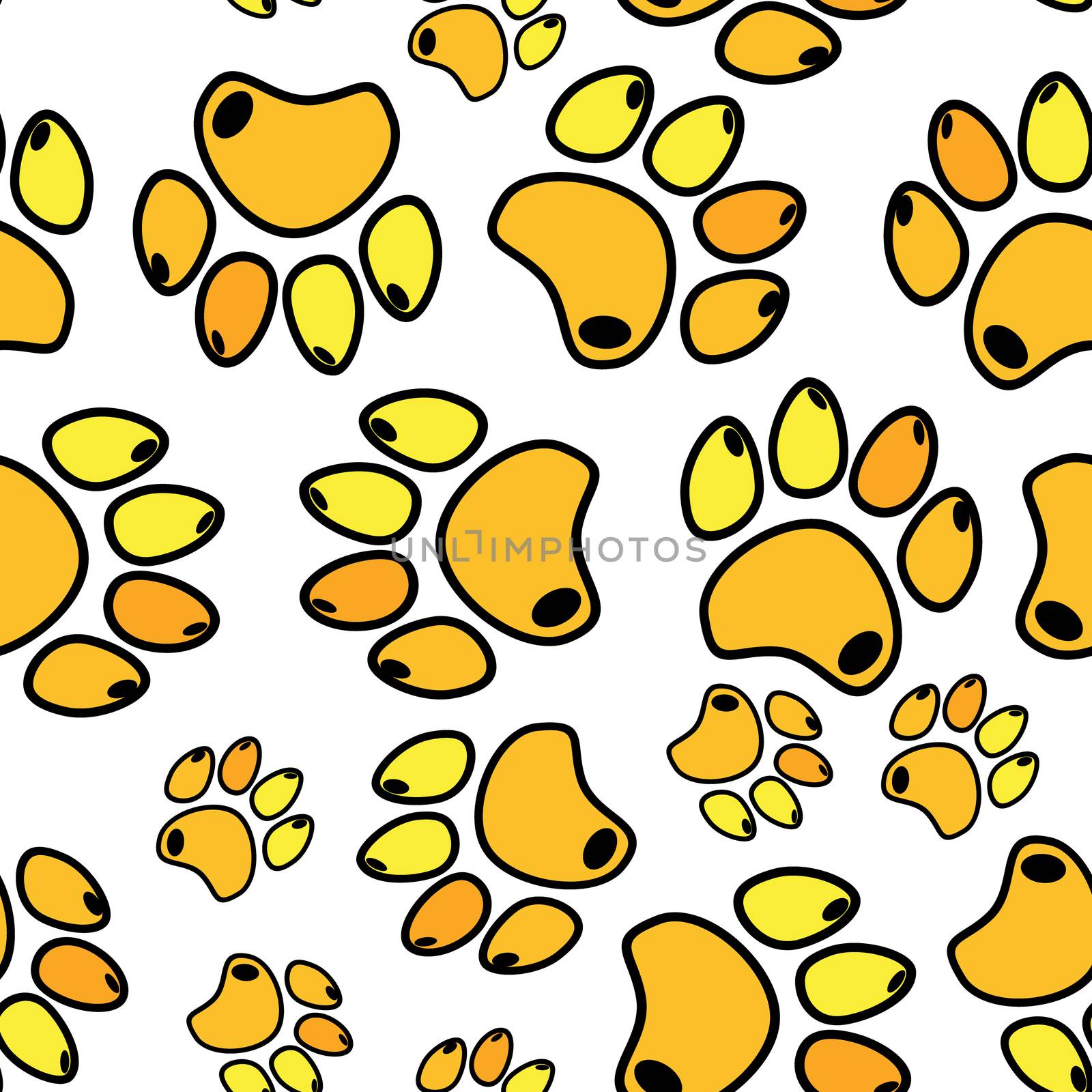 Cat or dog paw seamless pattern - animal footprint texture.