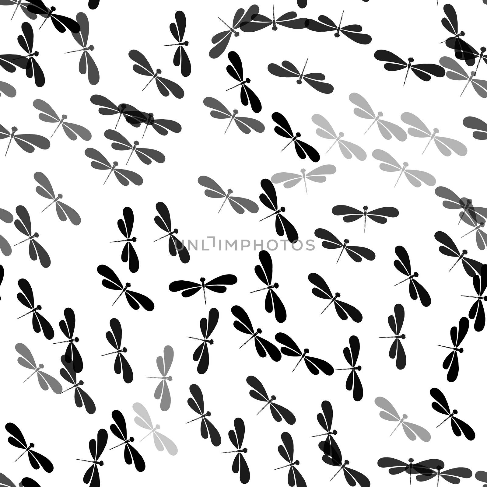 Seamless dragonfly or damselfly pattern background. Insect pattern with abstract cartoon dragonfly.