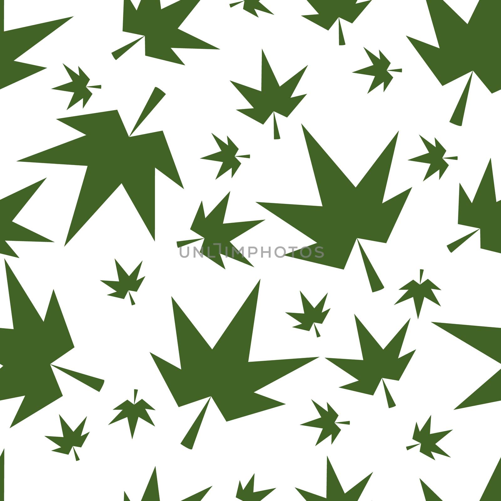 Autumn fall maple leaves seamless pattern background. Green on white. For fabric or textile or gift wrapping.