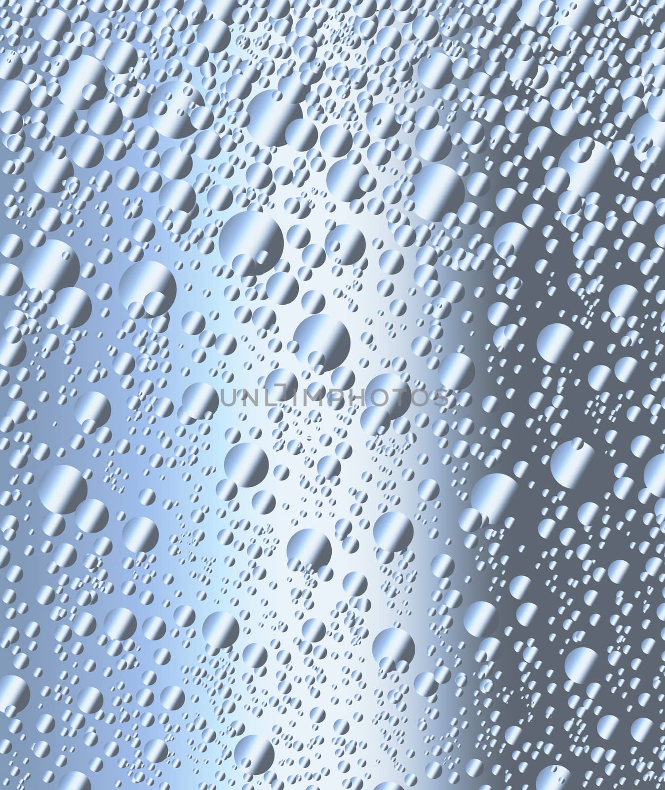 Bubbles of quicksilver or mercury on a silver background