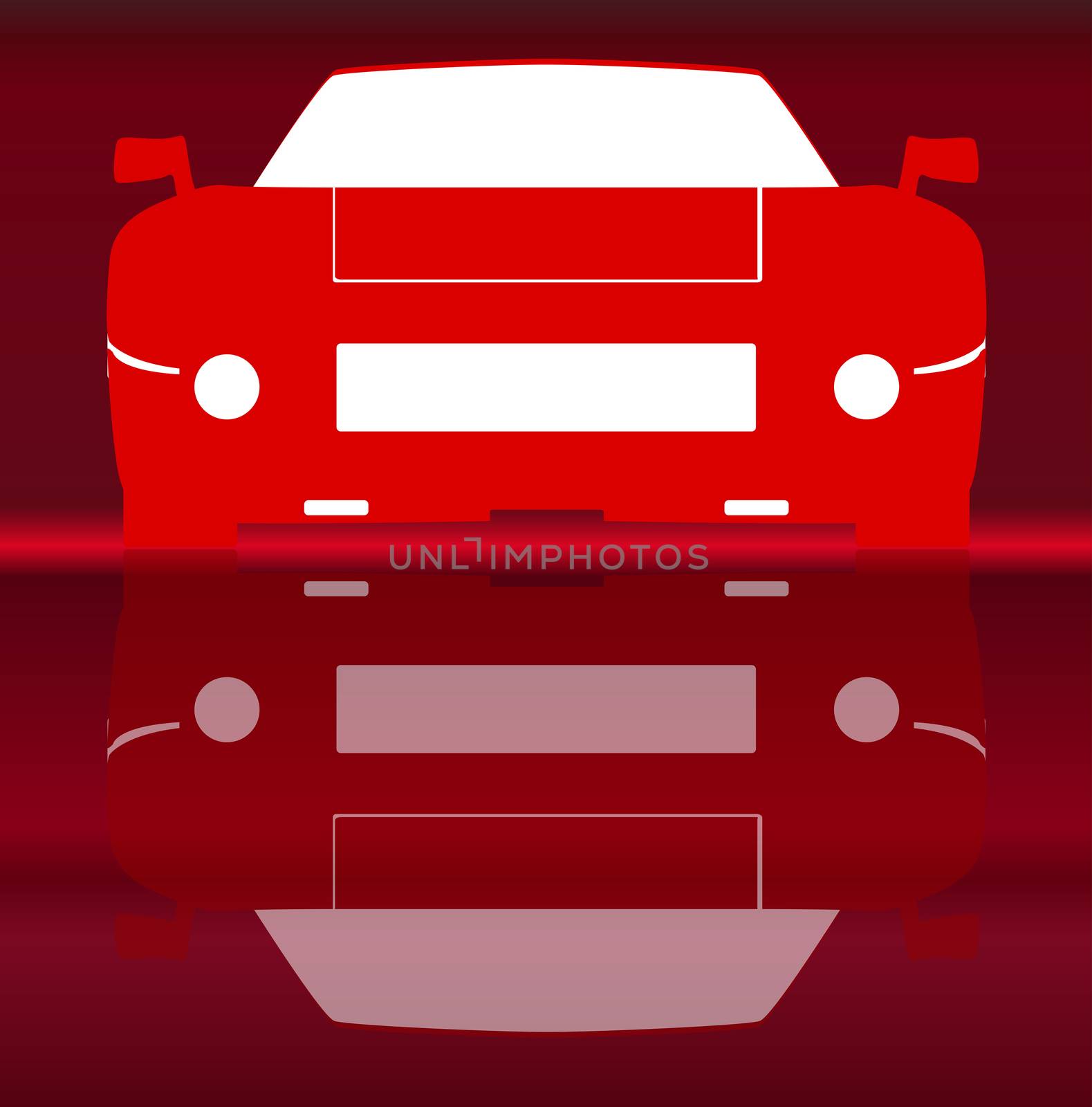 Silhouette of a modern fast sports car with reflection