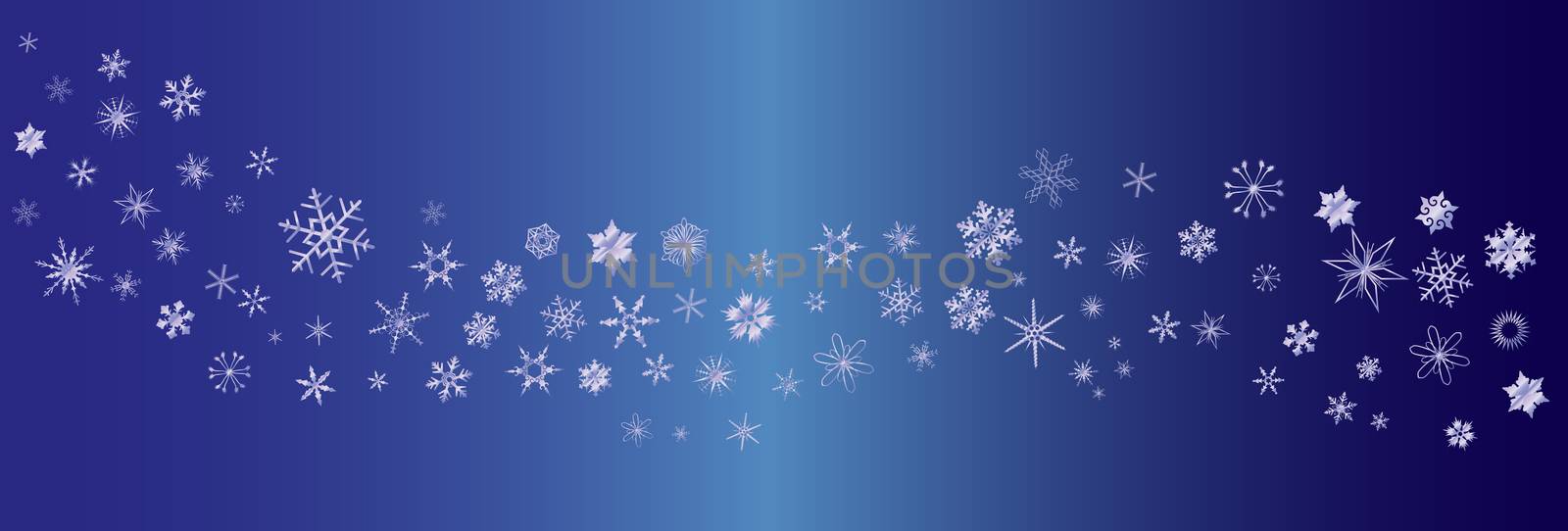 A banner of snowflakes as a blue winter background