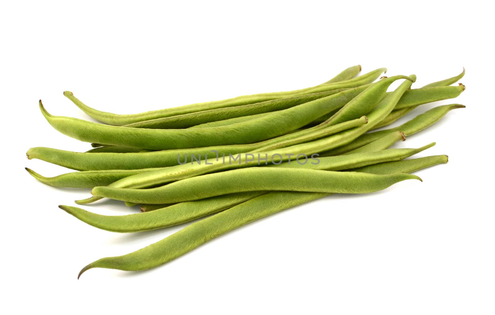 Fresh green runner beans, isolated on a white background