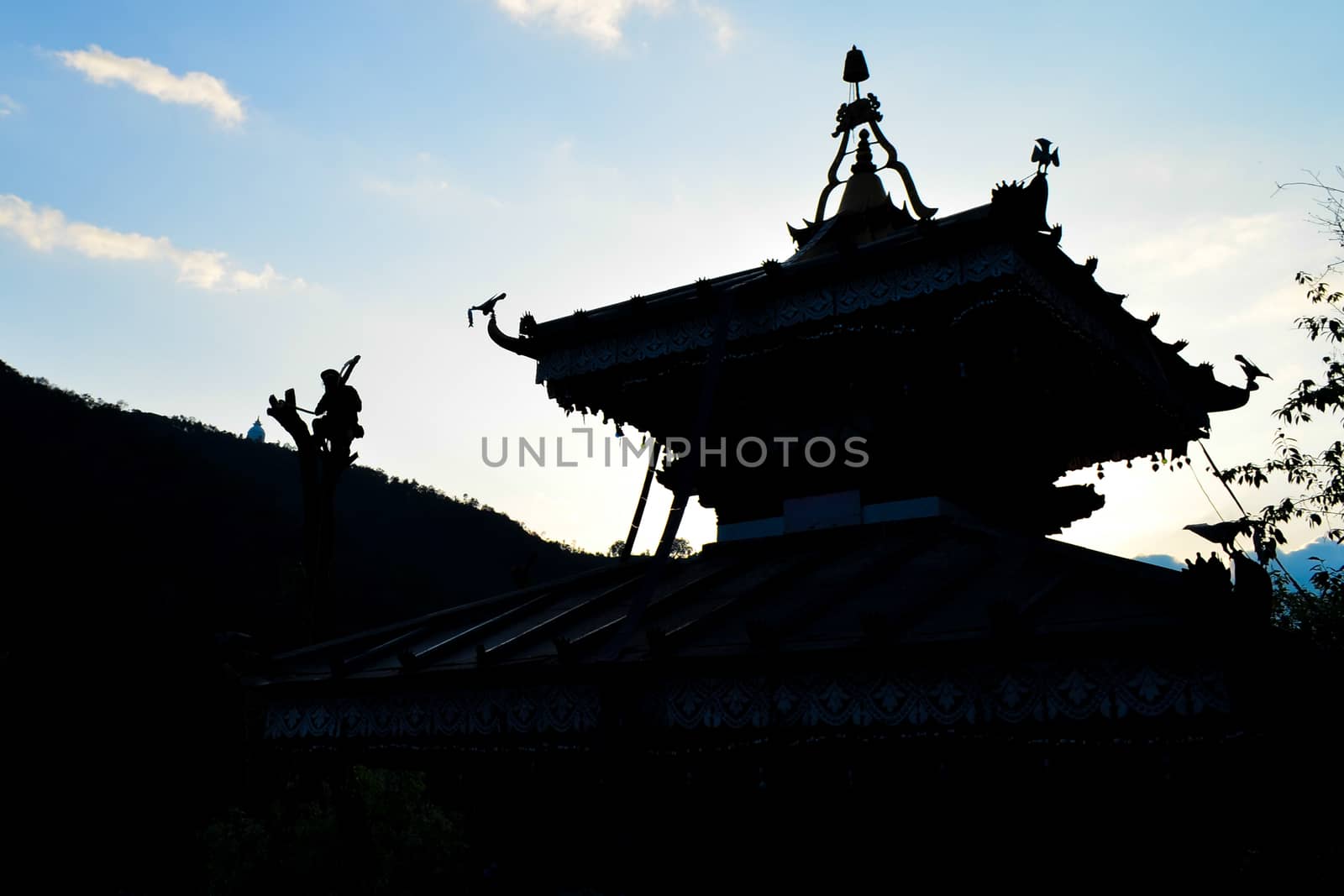blue sky have cloud in winter season ,thai land ,have feeling happy , and sihouette style