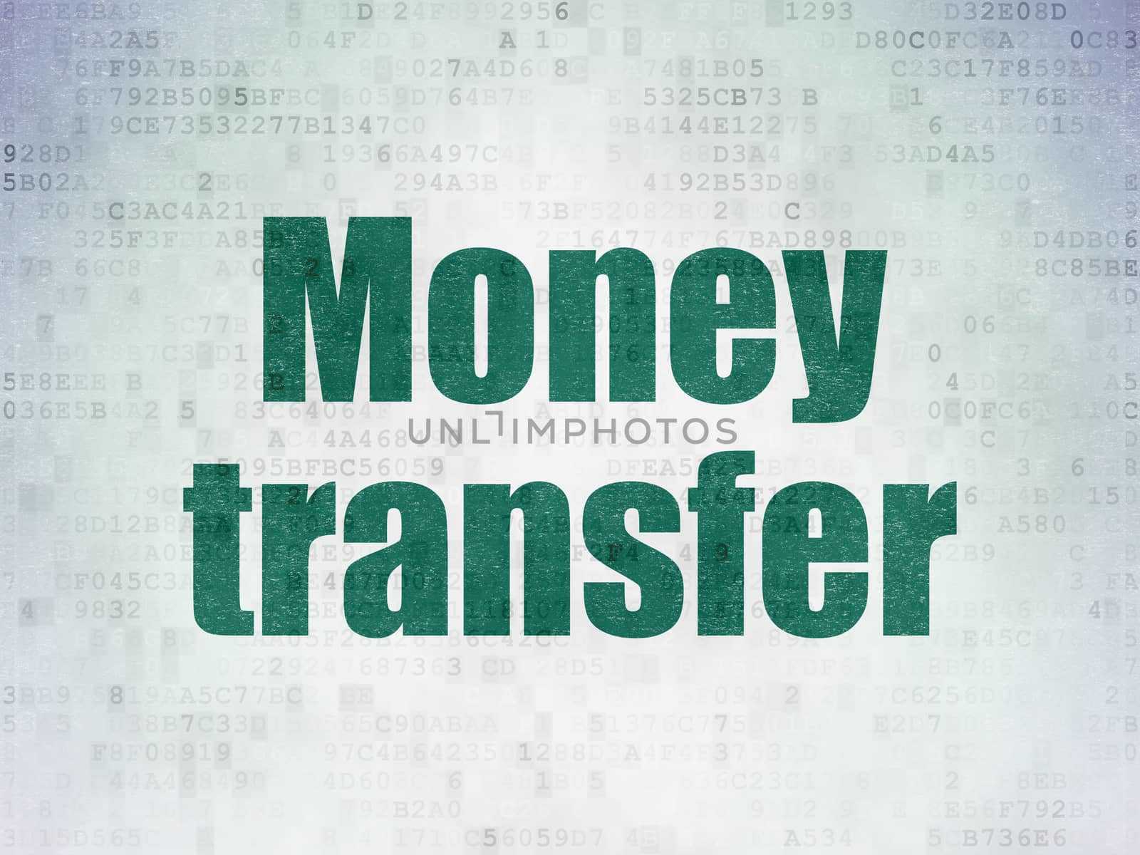 Banking concept: Painted green word Money Transfer on Digital Data Paper background