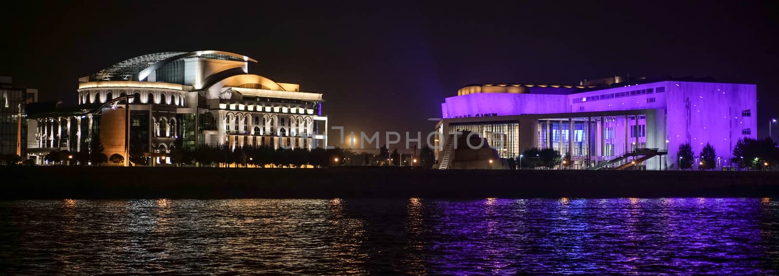 National Theatre and Ludwig Museum Illuminated at Night in Budap by phil_bird