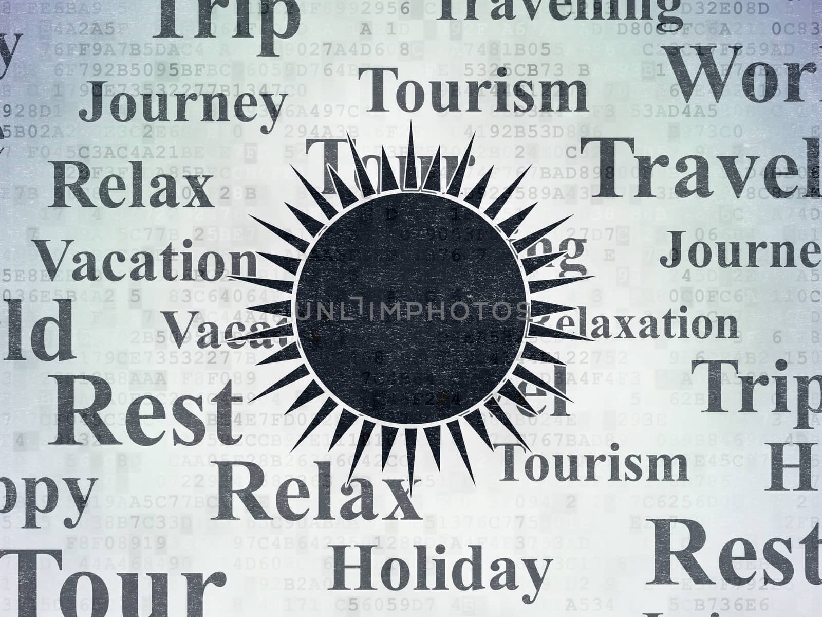 Travel concept: Sun on Digital Data Paper background by maxkabakov