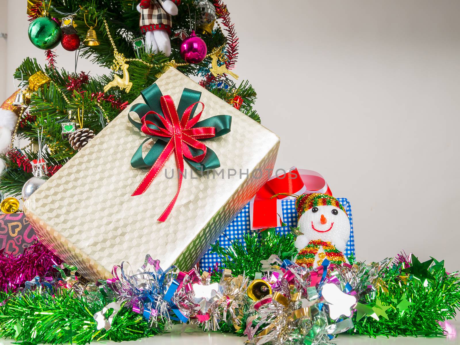 Gift box decorated with Christmas tree by supirak