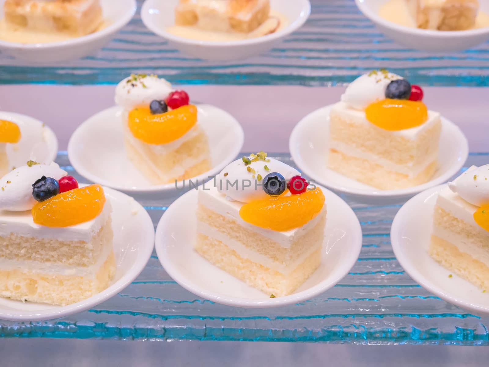 Beautiful cakes in a white dish