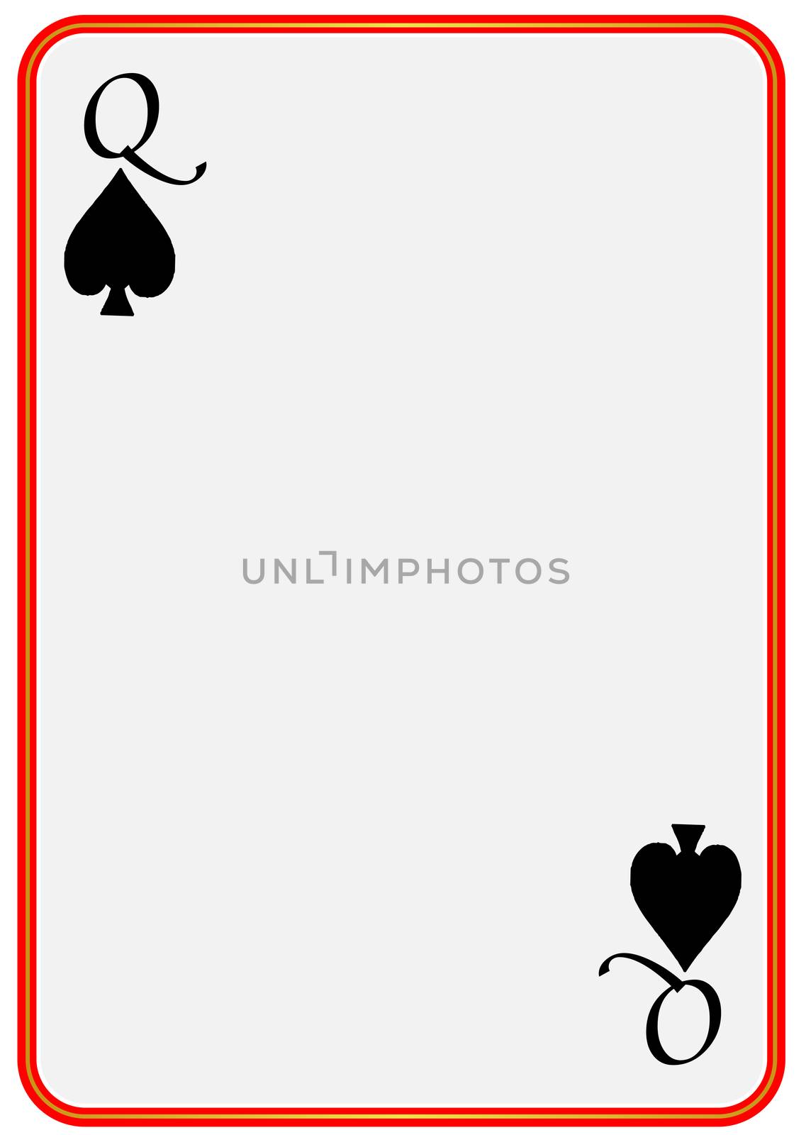 A blank Queen of Spades playing card over a white background