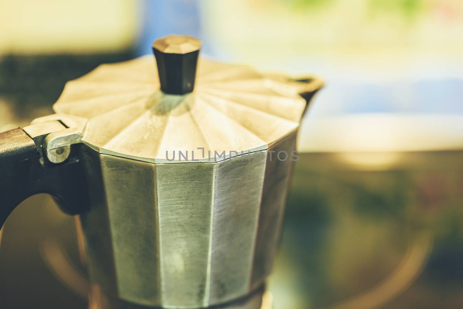 stainless classic cofee machine in he kitchen