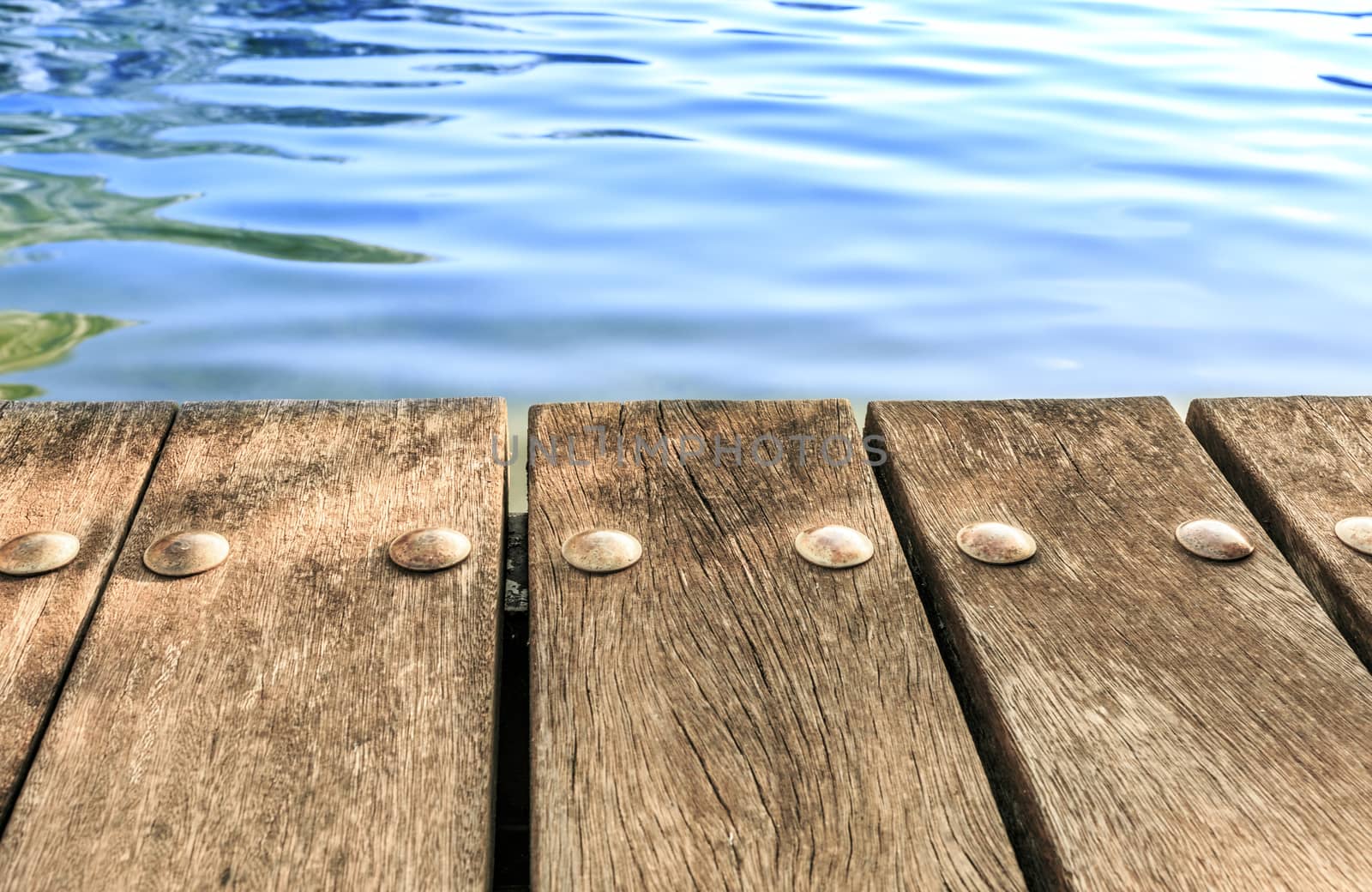 Wooden Bridge  in a river of Pirineos