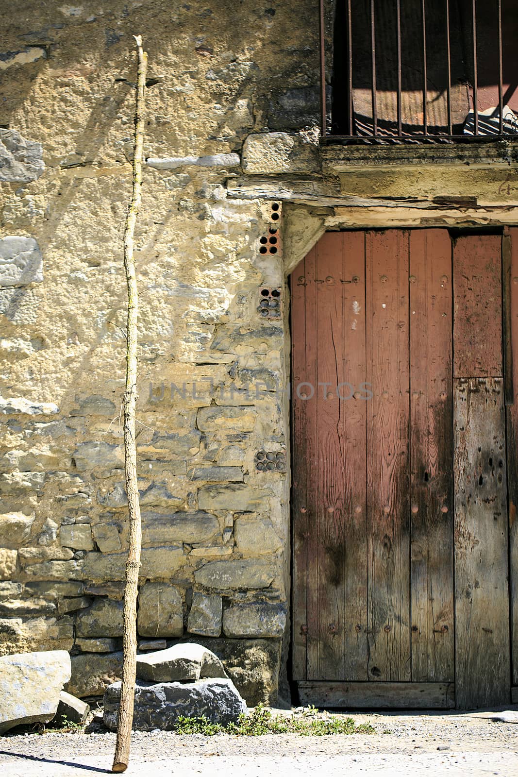 Vintage old wooden door in a Town of spain