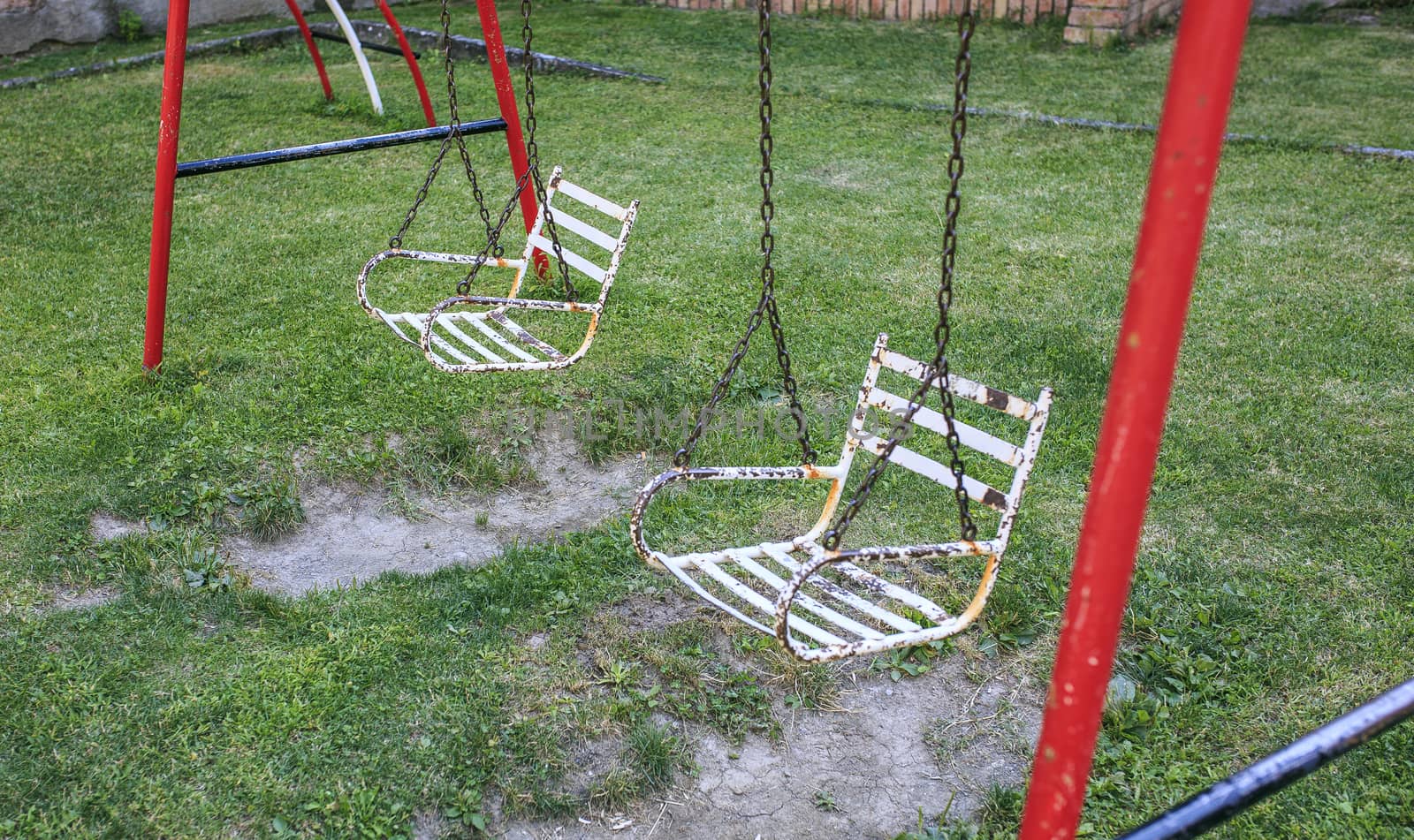 iron swing seat in a park