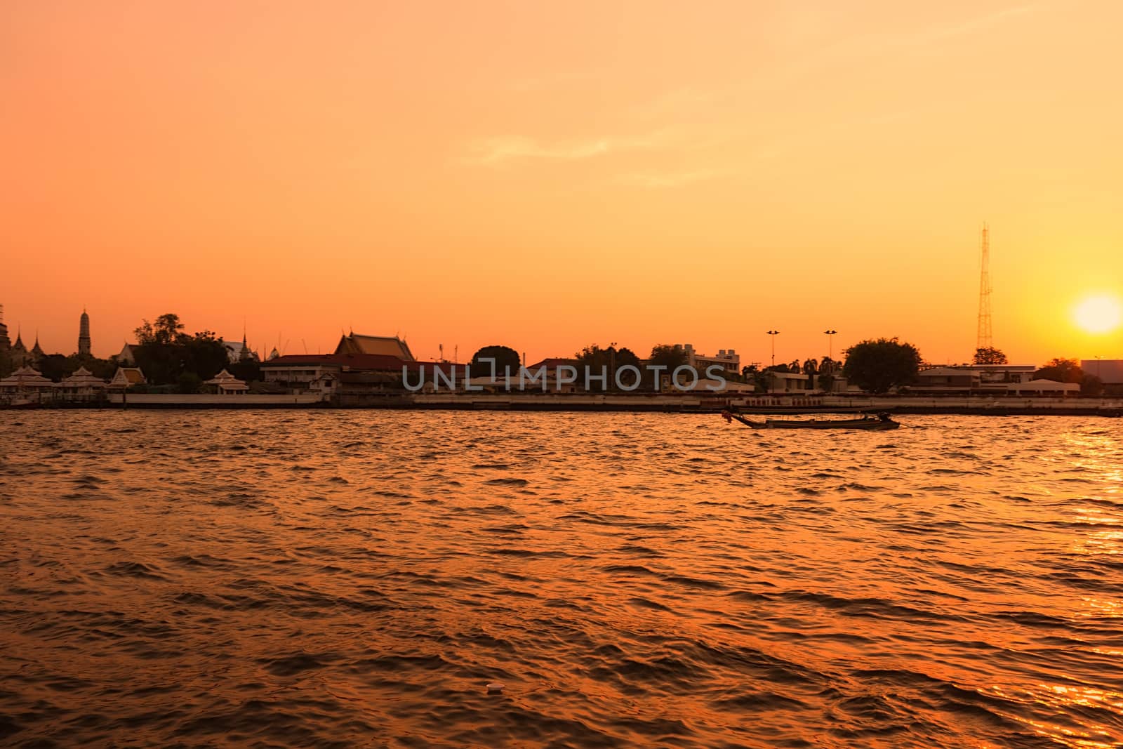 Landscape of Chao Phraya River in Bangkok, Thailand