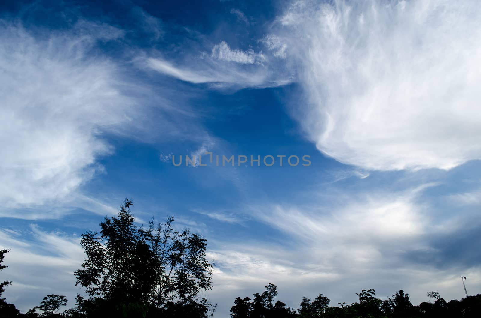 blue sky have cloud in winter season ,thai land ,have feeling happy