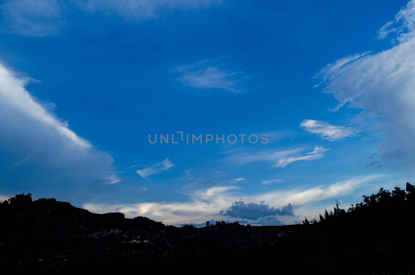blue sky have cloud in winter season ,thai land ,have feeling happy