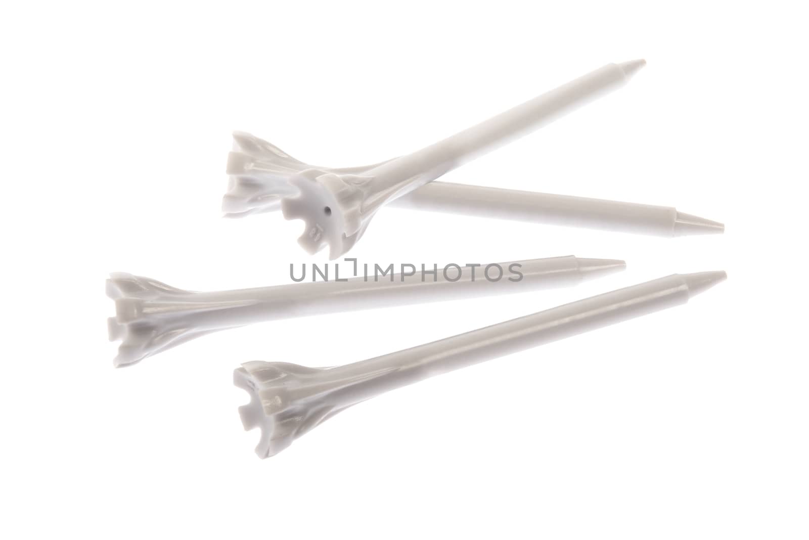 Golf Tee White Plastic Tees Isolated on White Background