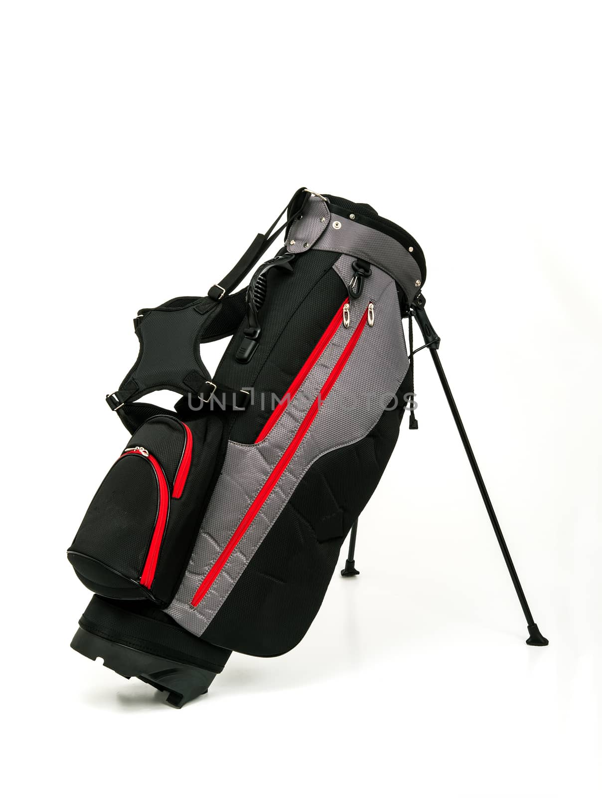 Golf Leather Stand Bag on White Background by praethip